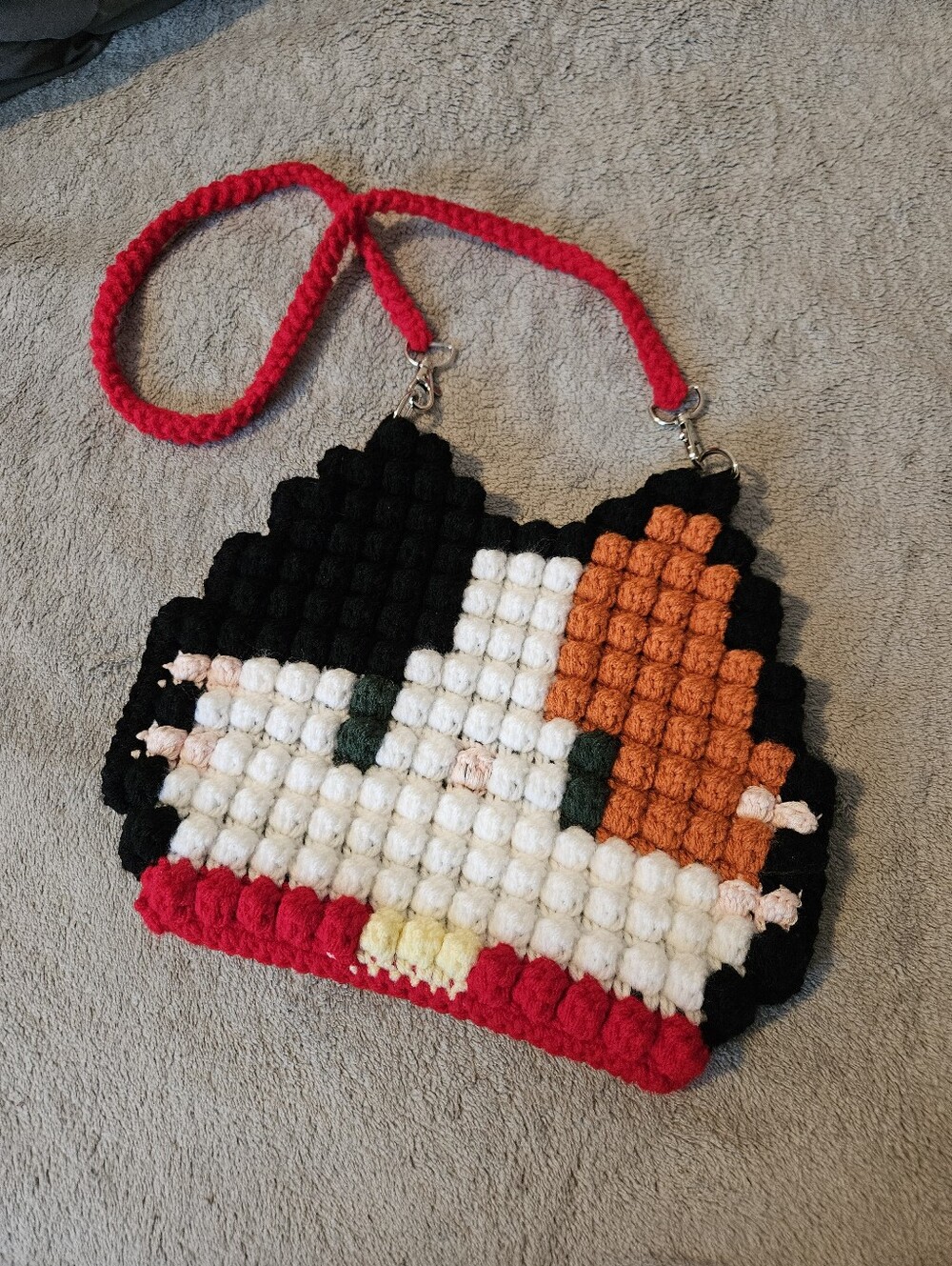 Little Pixel Calico Cat Tapestry Crochet Crossbody Bag